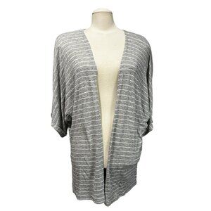 Soft Surroundings Soft & Light Striped Short Sleeve Open Front Cardigan Sz Large